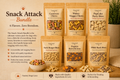 Pupper Stuff Snack Attack Bundle with various dog treat packages on a wooden surface.